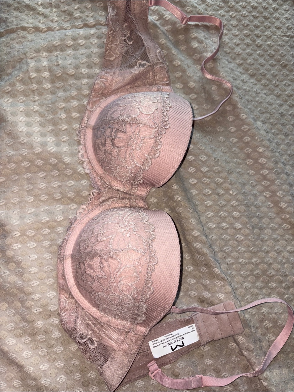 Maidenform Pink Lace Push-Up Bra with Floral Overlay